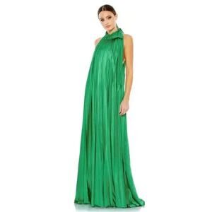NWT Mac Duggal 26926 Pleater Halter Neck Trapeze Gown Green NEW!